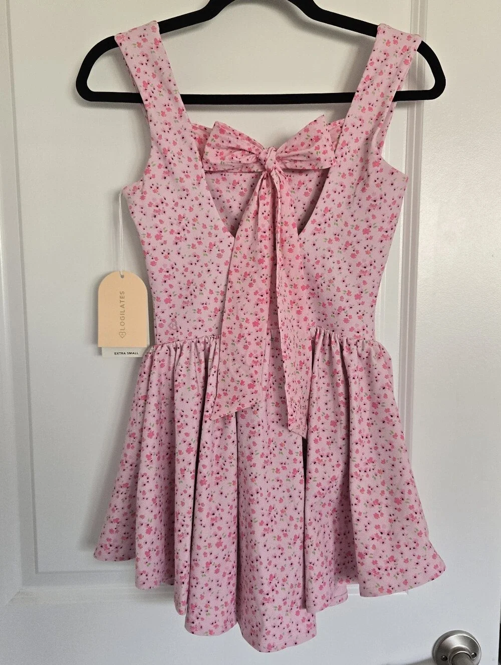 NWT Blogilates Women's Mommy & Me Princess Bow Back Dress, Pink Floral Print - Picture 7 of 14